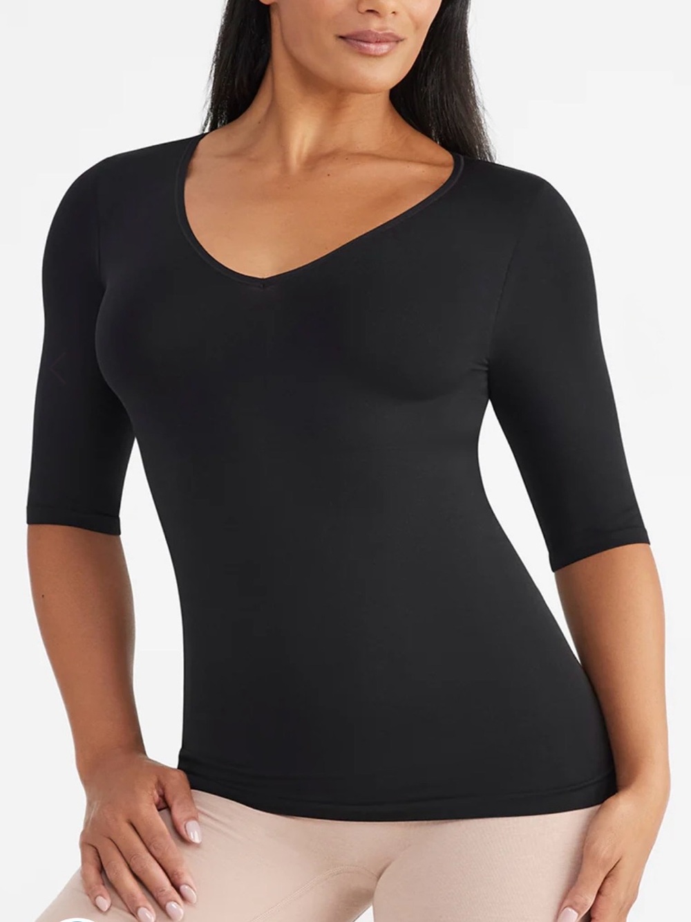 NIP Yummie Willow black v-neck shaping t-shirt L/XL